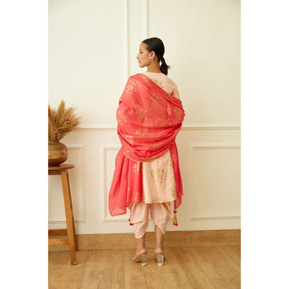 Nikasha Peach Foil Dhoti (Set of 3)