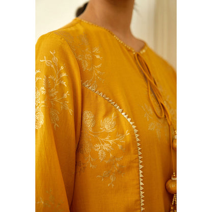 Nikasha Ochre Foil Dhoti (Set of 3)