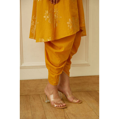 Nikasha Ochre Foil Dhoti (Set of 2)