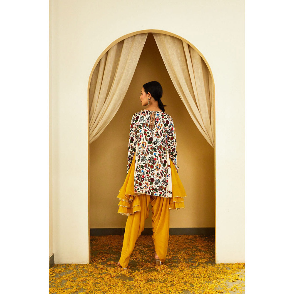 Nikasha Ivory Kohinoor Print Dhoti (Set of 2)