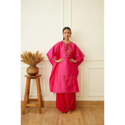 Nikasha Rani Pink Embroidered Kaftan Skirt (Set of 2)