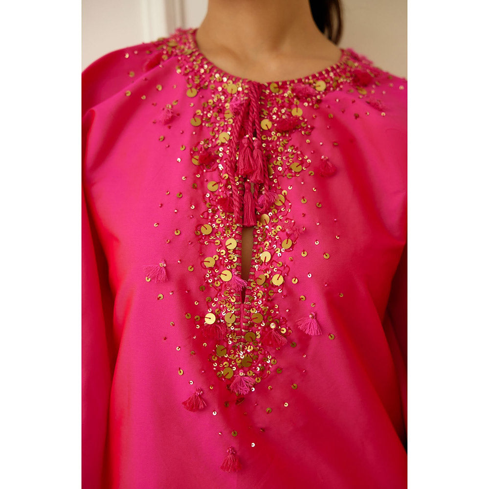 Nikasha Rani Pink Embroidered Kaftan Skirt (Set of 2)