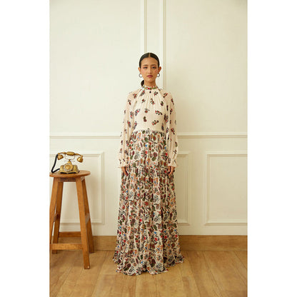 Nikasha Ivory Kohinoor Jaal Print Maxi Dress