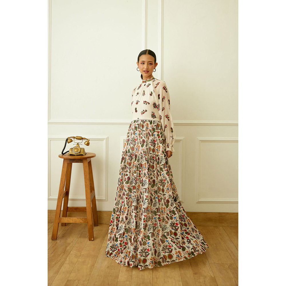 Nikasha Ivory Kohinoor Jaal Print Maxi Dress