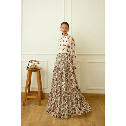 Nikasha Ivory Kohinoor Jaal Print Maxi Dress