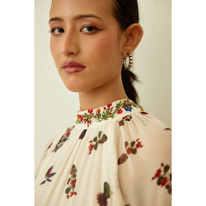 Nikasha Ivory Kohinoor Jaal Print Maxi Dress