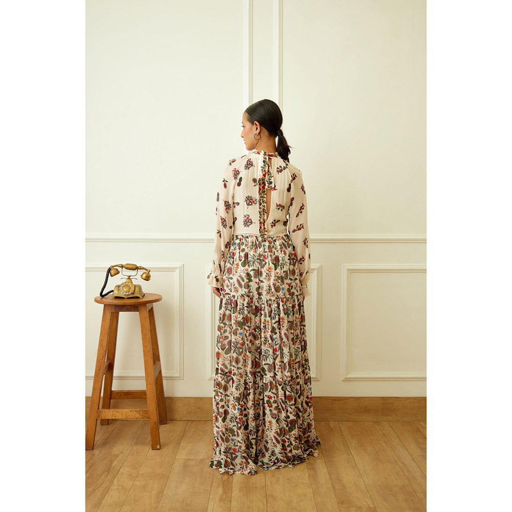 Nikasha Ivory Kohinoor Jaal Print Maxi Dress