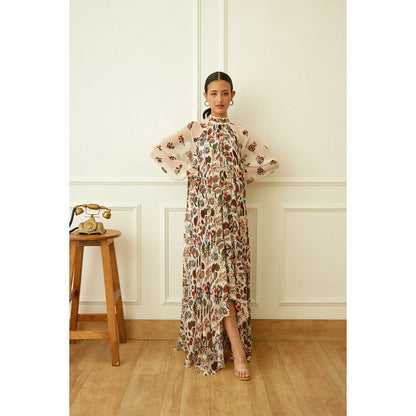 Nikasha Ivory Kohinoor Jaal Print Asymmetrical Dress