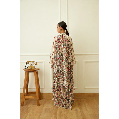 Nikasha Ivory Kohinoor Jaal Print Asymmetrical Dress