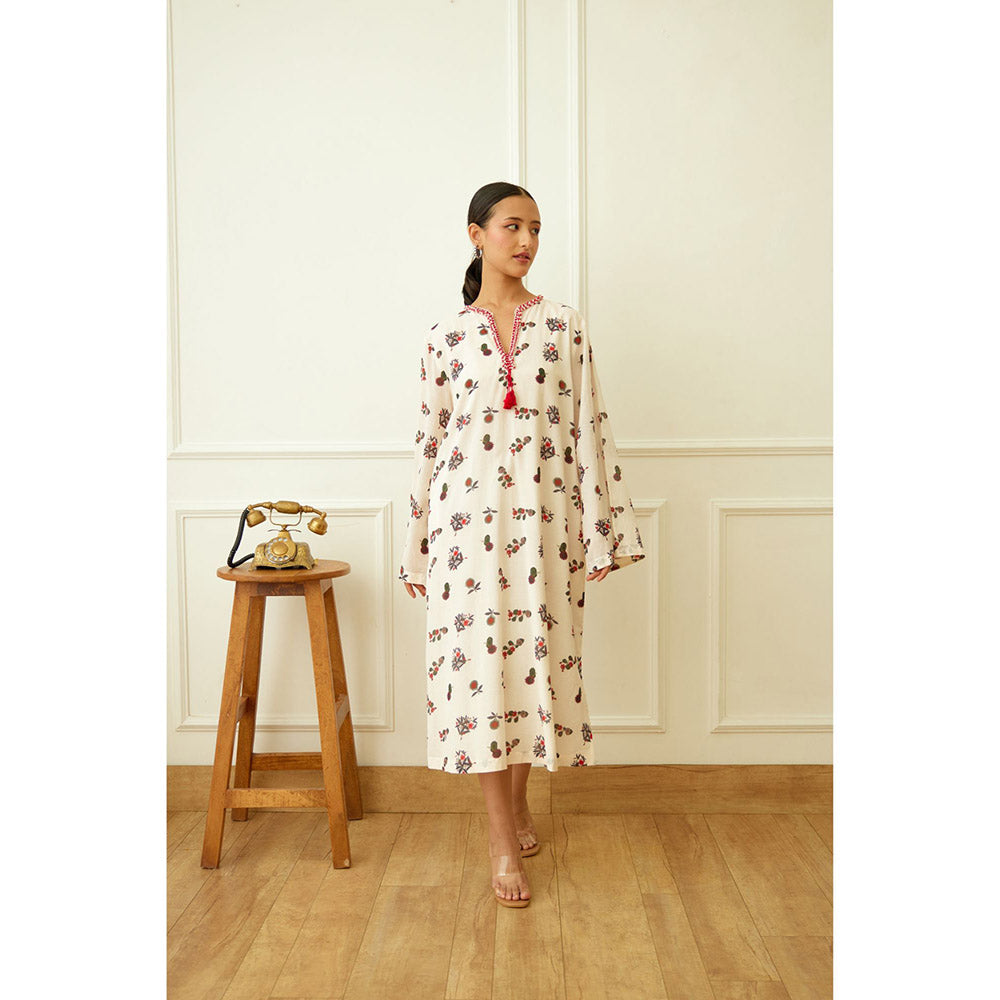 Nikasha Ivory Kohinoor Buta Print Kaftan Dress
