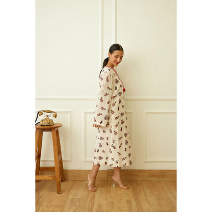 Nikasha Ivory Kohinoor Buta Print Kaftan Dress