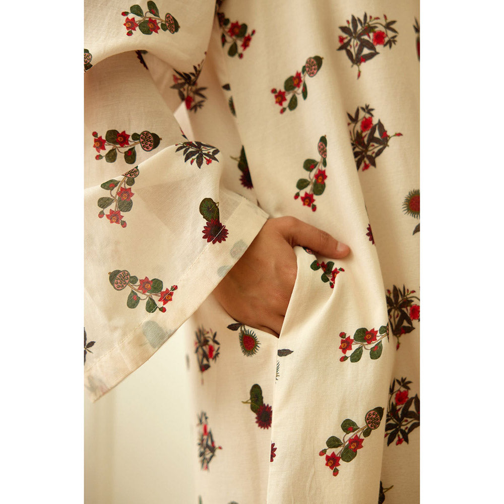 Nikasha Ivory Kohinoor Buta Print Kaftan Dress