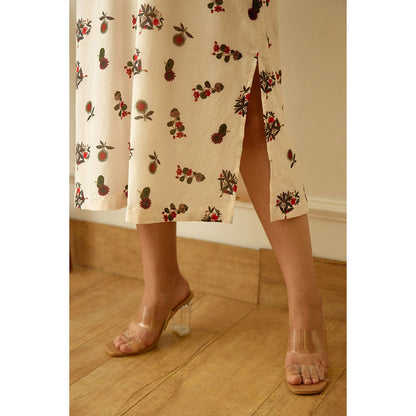 Nikasha Ivory Kohinoor Buta Print Kaftan Dress