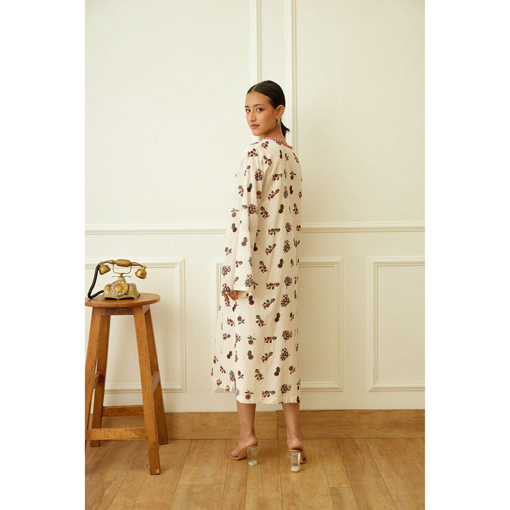 Nikasha Ivory Kohinoor Buta Print Kaftan Dress