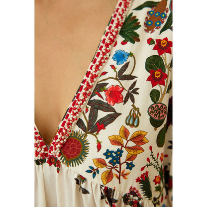 Nikasha Ivory Kohinoor Poplin Buta Print Dress