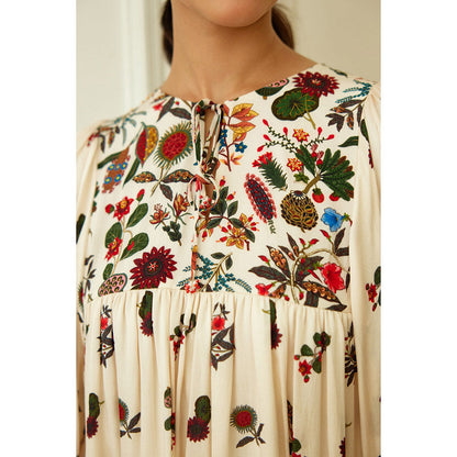 Nikasha Ivory Kohinoor Buta Print Dress