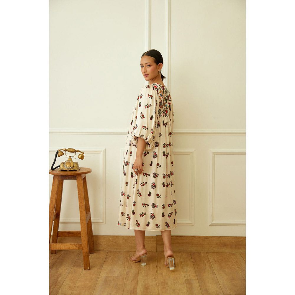 Nikasha Ivory Kohinoor Buta Print Dress