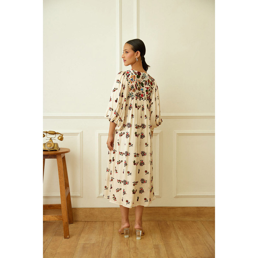 Nikasha Ivory Kohinoor Buta Print Dress