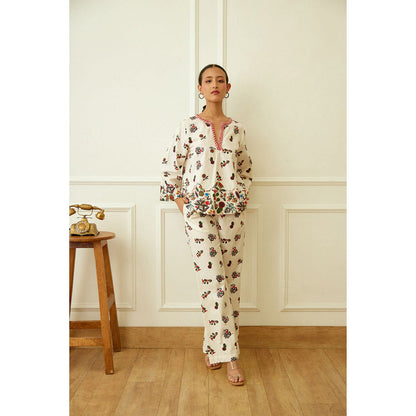 Nikasha Ivory Kohinoor Poplin Buta Print Co-Ord (Set of 2)