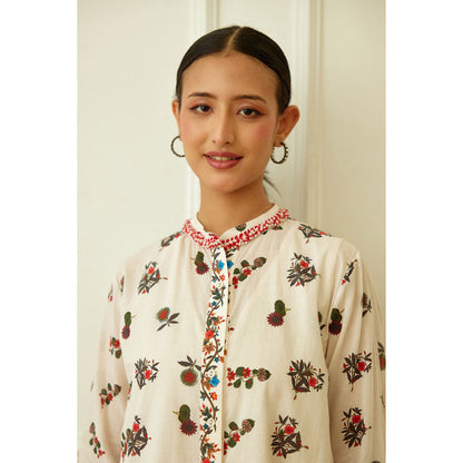 Nikasha Ivory Kohinoor Buta Print Shirt Dress