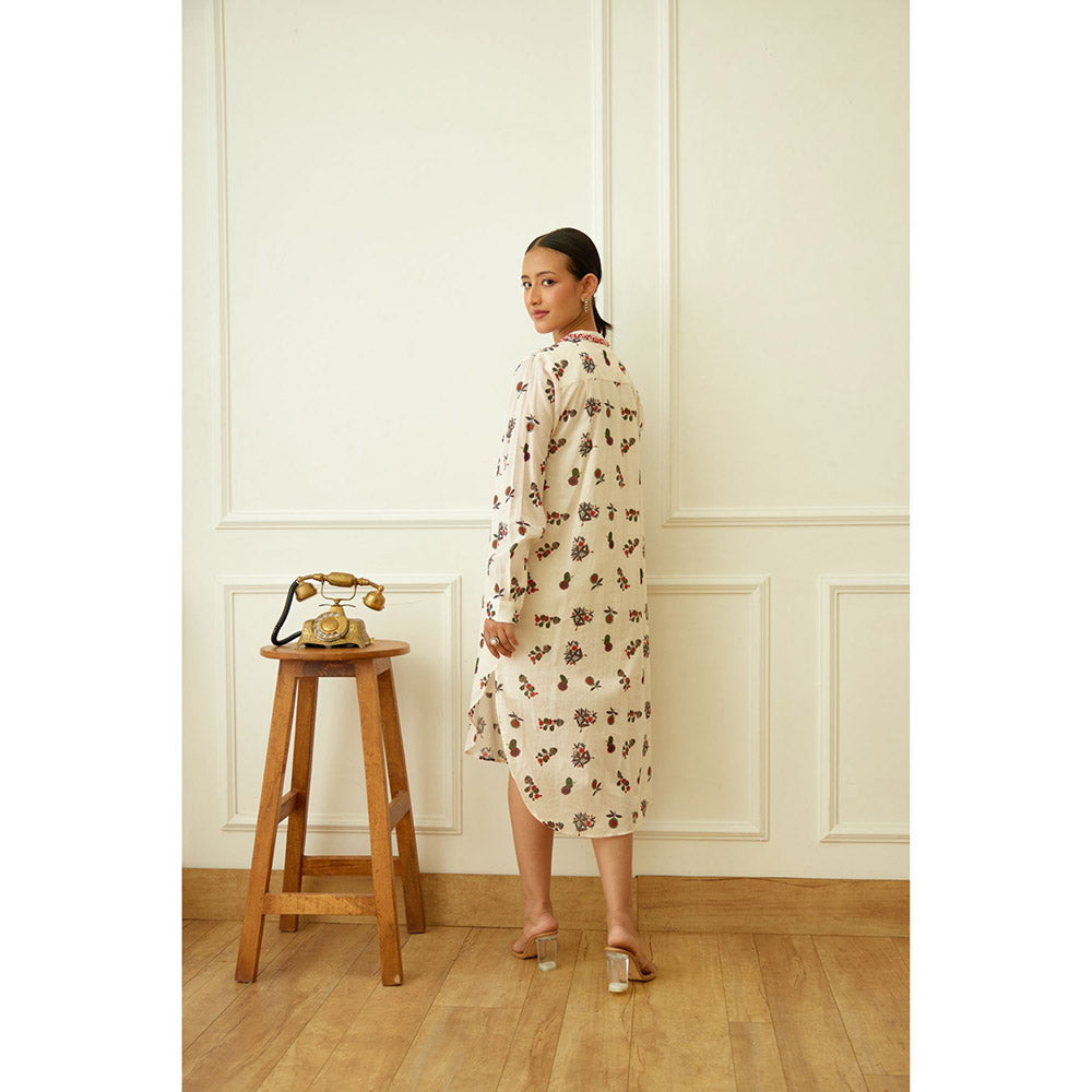 Nikasha Ivory Kohinoor Buta Print Shirt Dress