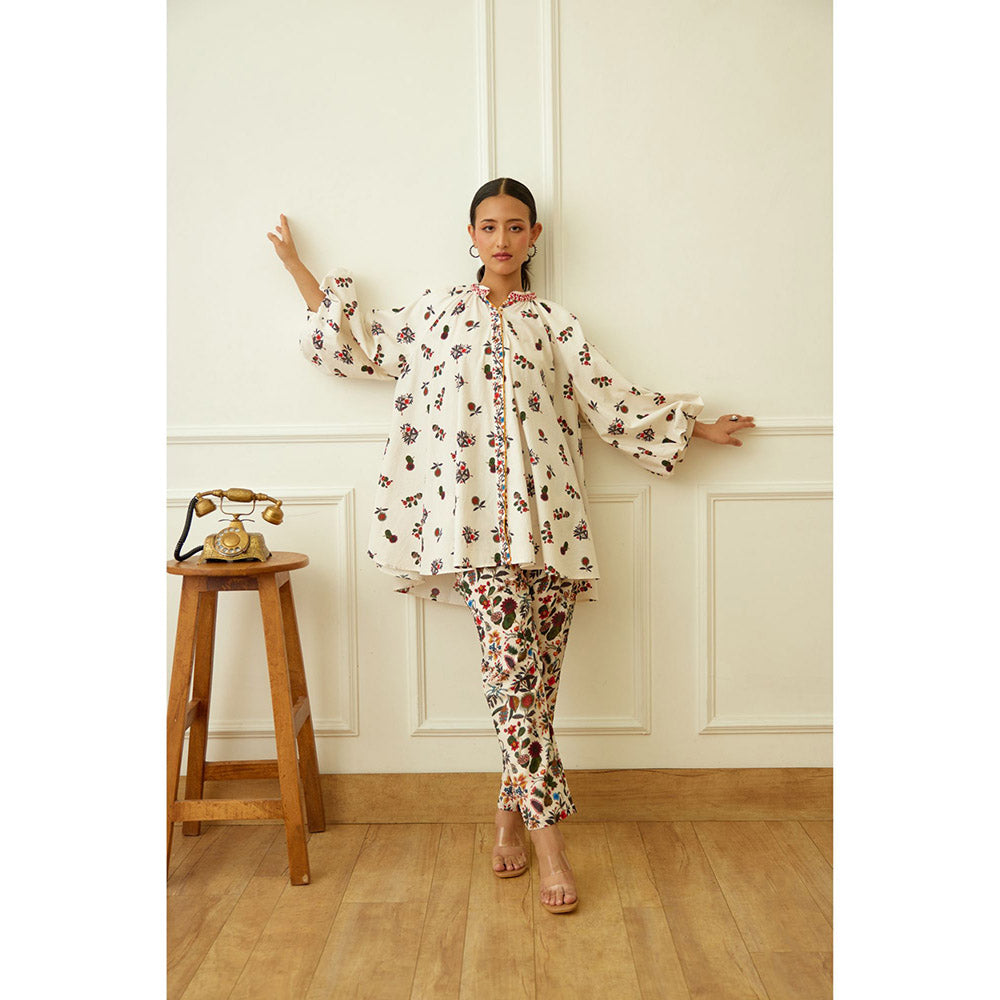 Nikasha Ivory Kohinoor Buta Print Poplin Shirt Dress