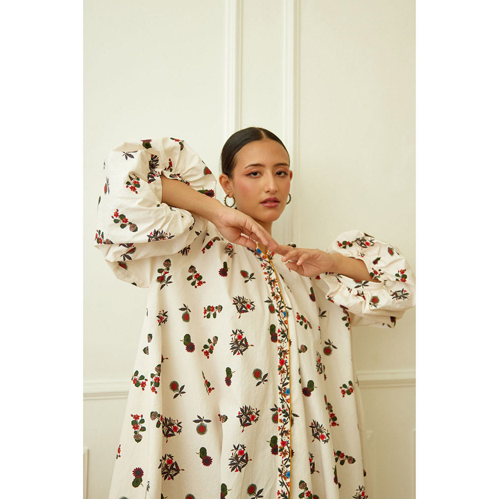 Nikasha Ivory Kohinoor Buta Print Poplin Shirt Dress