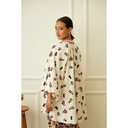 Nikasha Ivory Kohinoor Buta Print Poplin Shirt Dress