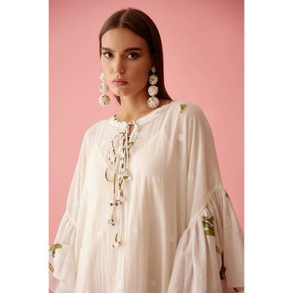 Nikasha Cream Handwoven Jamdani Cotton Frill Dress