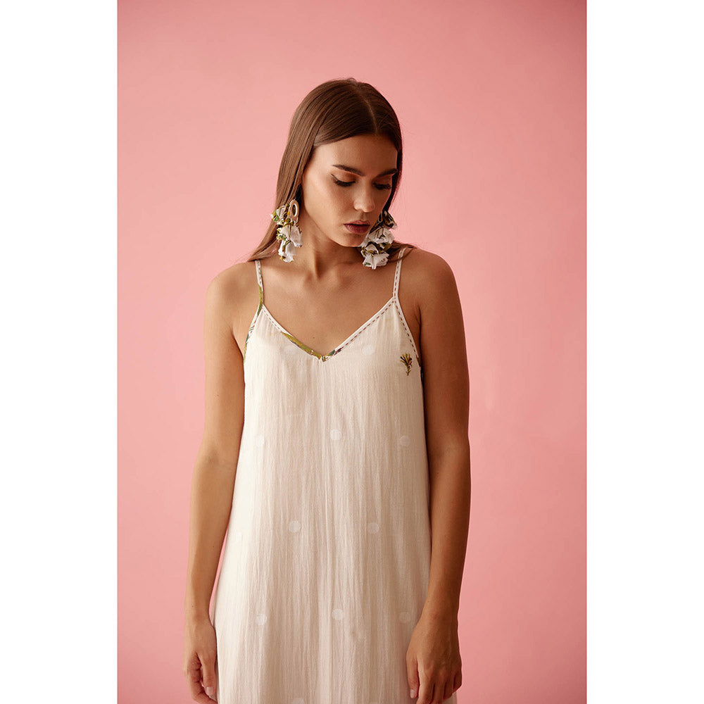 Nikasha Cream Handwoven Jamdani Cotton Slip Dress