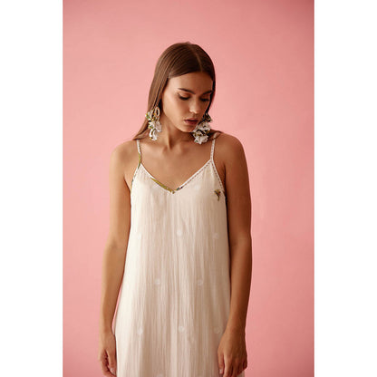 Nikasha Cream Handwoven Jamdani Cotton Slip Dress