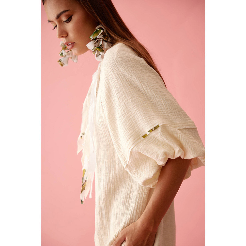 Nikasha Cream Fringe Neckline Jumpsuit