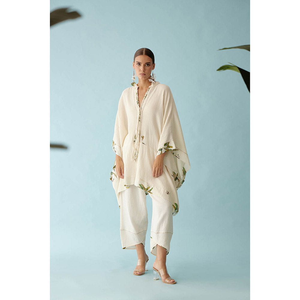 Nikasha Cream Hand-Braided Tassel Kaftan