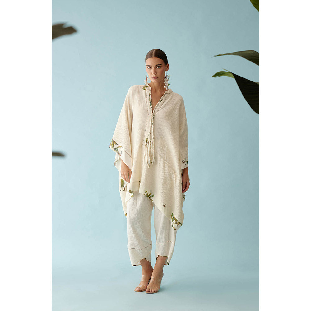 Nikasha Cream Hand-Braided Tassel Kaftan