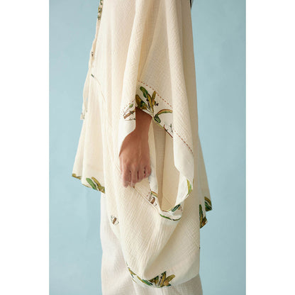 Nikasha Cream Hand-Braided Tassel Kaftan
