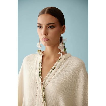 Nikasha Cream Hand-Braided Tassel Kaftan