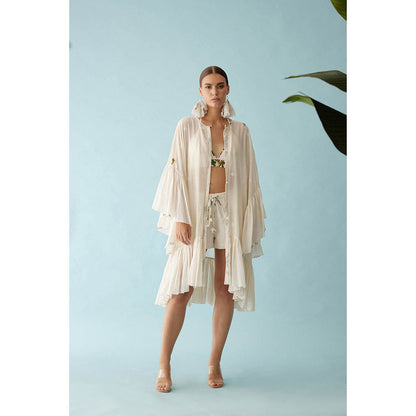 Nikasha Cream Handwoven Jamdani Cotton Overlay