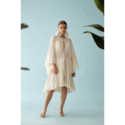 Nikasha Cream Handwoven Jamdani Cotton Overlay