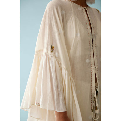 Nikasha Cream Handwoven Jamdani Cotton Overlay