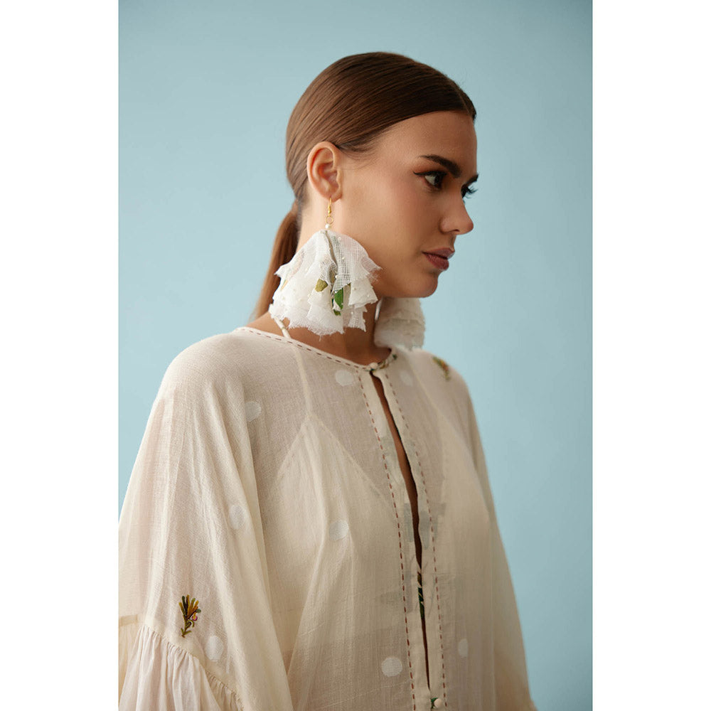 Nikasha Cream Handwoven Jamdani Cotton Overlay