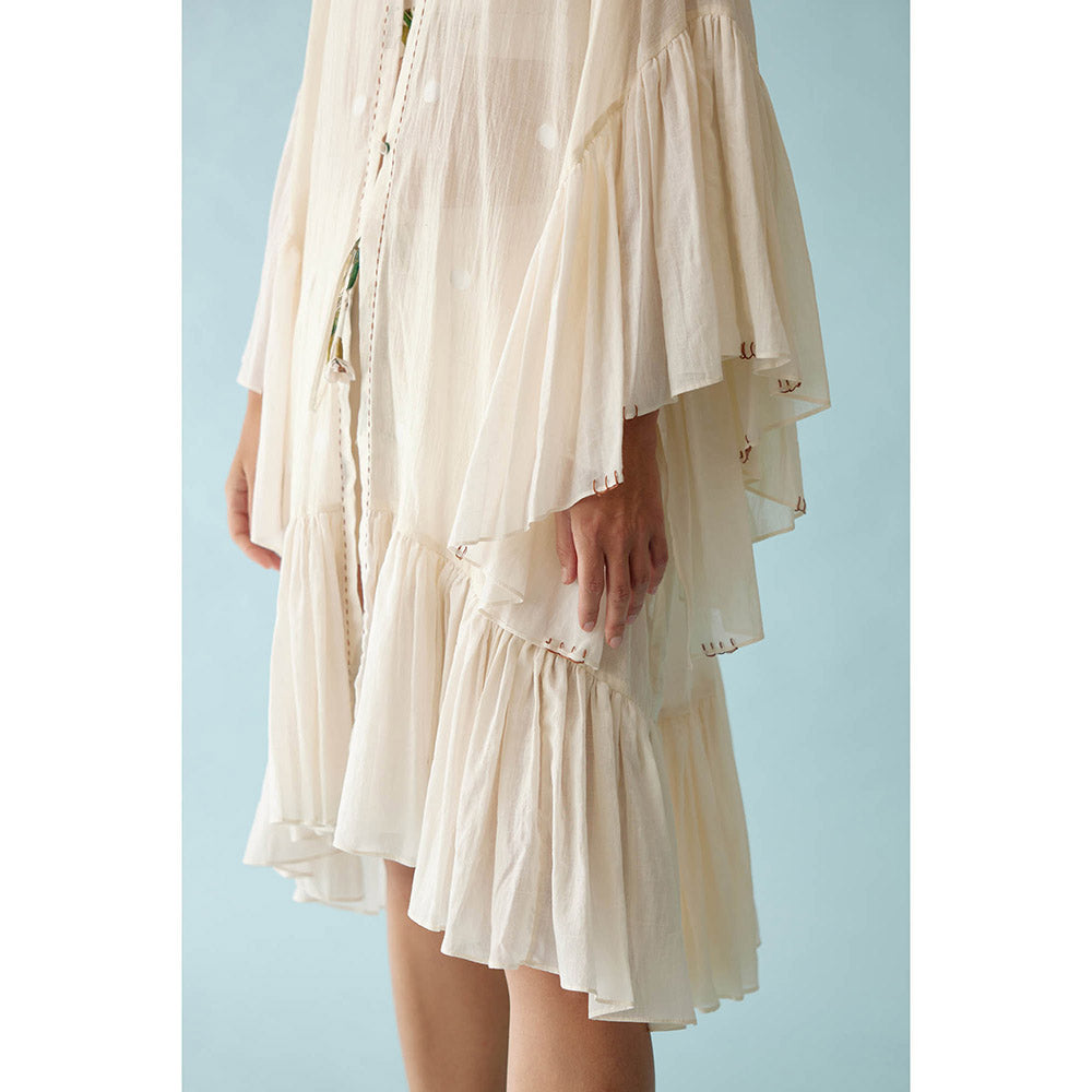 Nikasha Cream Handwoven Jamdani Cotton Overlay