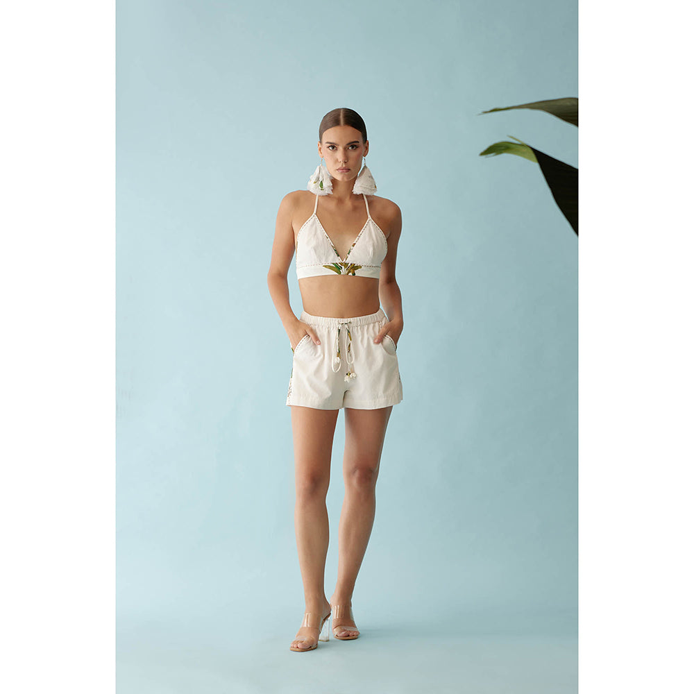 Nikasha Off-White Banana Tree Applique Co-Ord (Set of 2)