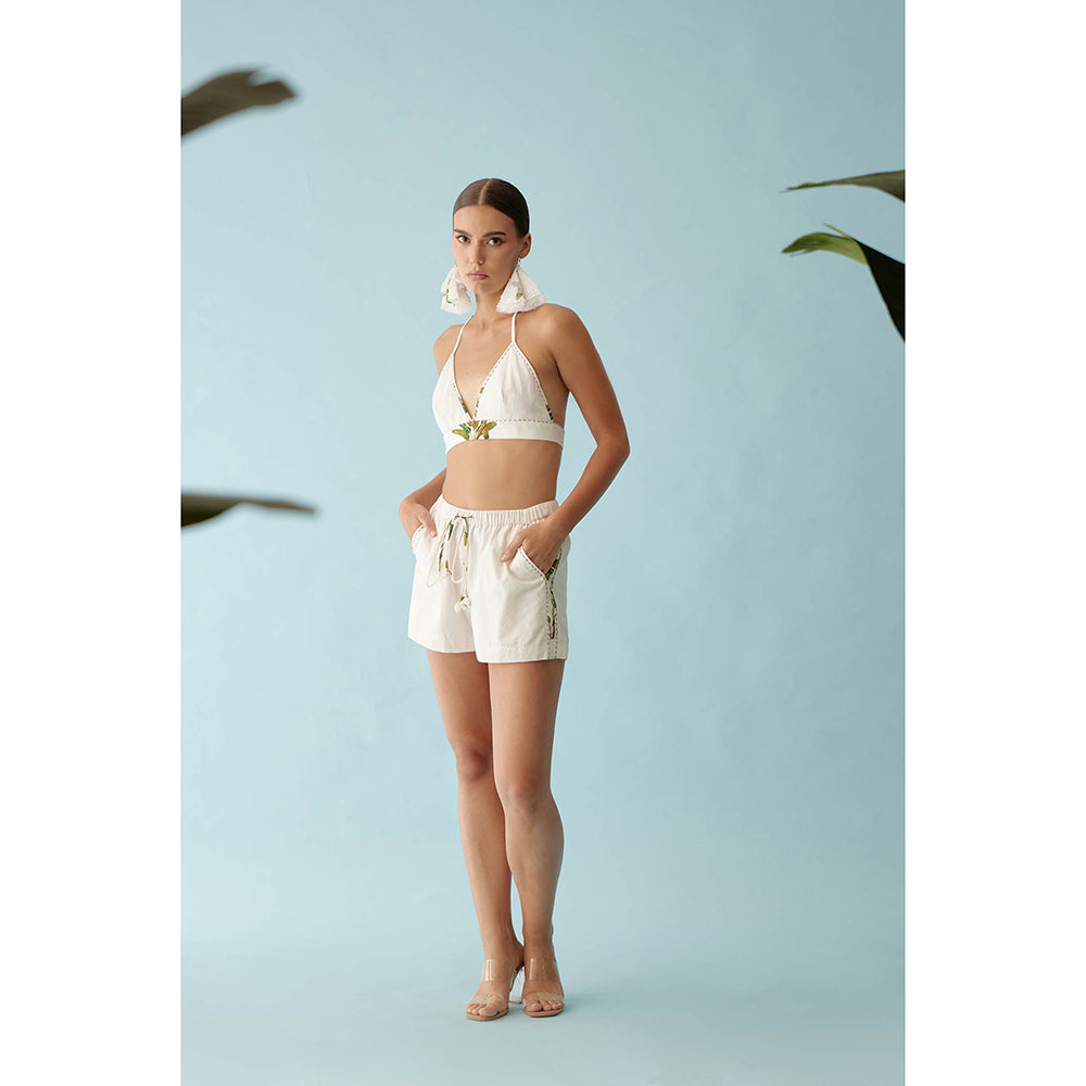 Nikasha Off-White Banana Tree Applique Co-Ord (Set of 2)