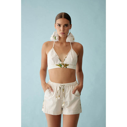 Nikasha Off-White Banana Tree Applique Co-Ord (Set of 2)