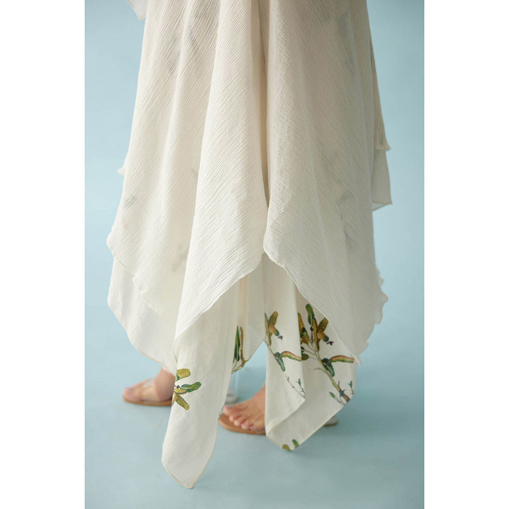 Nikasha Off-White Asymmetrical Double Layer Co-Ord (Set of 2)