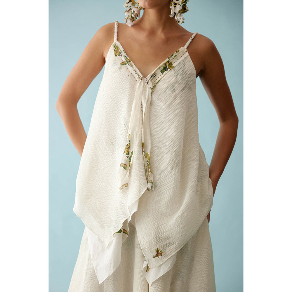 Nikasha Off-White Asymmetrical Double Layer Co-Ord (Set of 2)