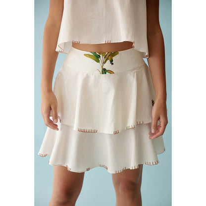 Nikasha Cream Double Layer Skirt