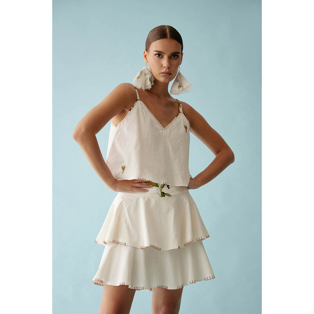 Nikasha Cream Double Layer Skirt