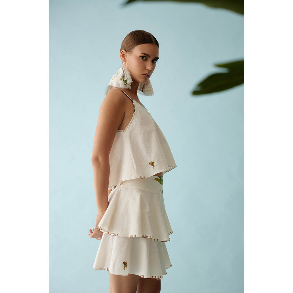 Nikasha Cream Double Layer Skirt