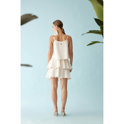 Nikasha Cream Double Layer Skirt